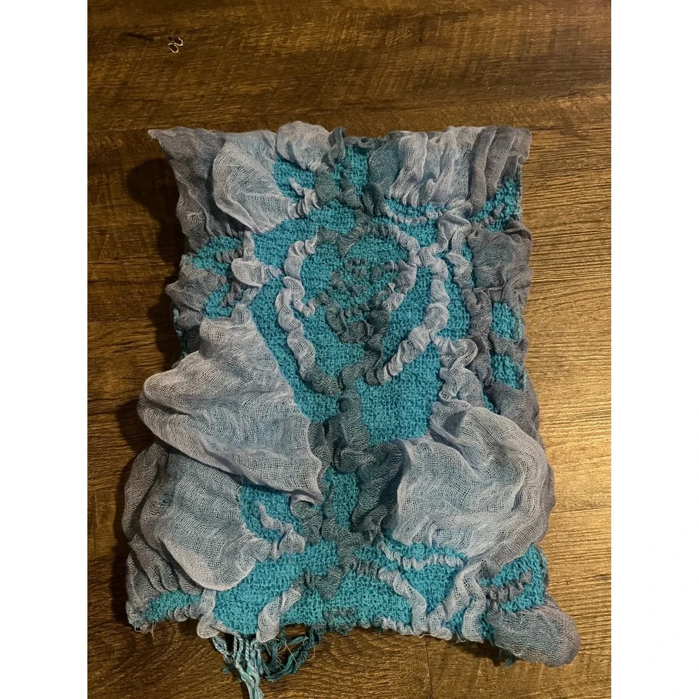 Suantraí of Ireland Women Scarf Ruffle Gauze Mesh Blue OS
